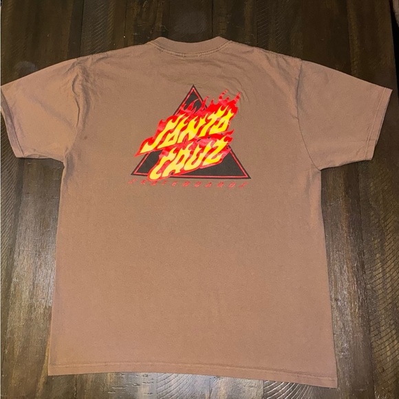 Santa Cruz FLAMED NOT A DOT Skateboard T Shirt Size Large BROWN - Picture 3 of 3